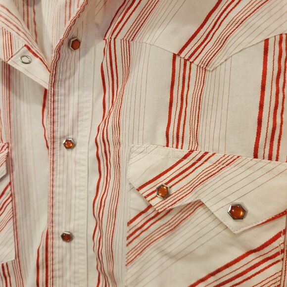 G. Lutchini Shirt Western Wear Vintage Red Stripe Candy Cane Snaps - Size XL - Picture 5 of 8